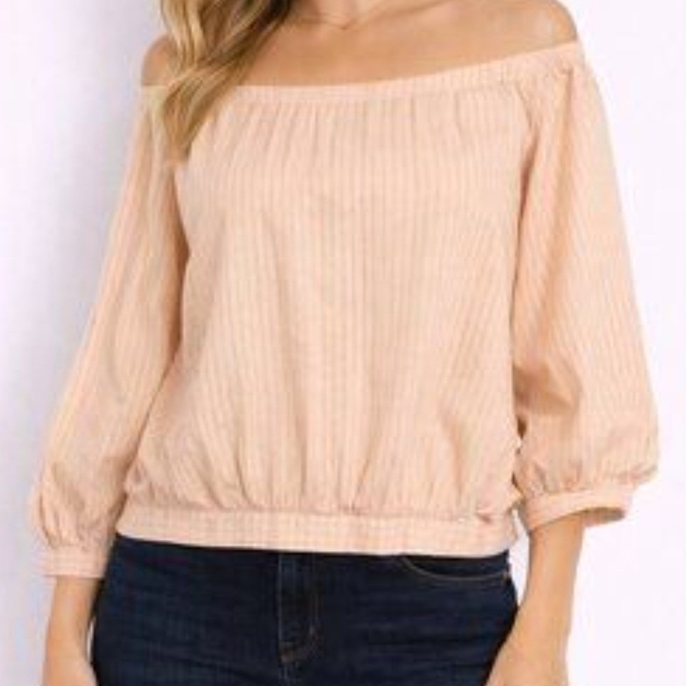 Holding Horses Anthropologie Peach Striped Cotton Boho Blouse OB602906 Womens S‎